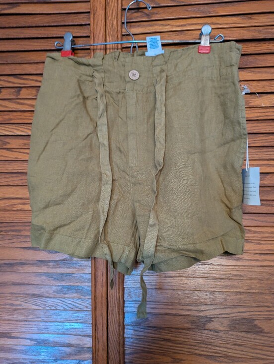 Sigrid Olsen Pants - Sigrid Olsen NWT Vintage Look Olive Green‎ Linen Shorts Size Medium